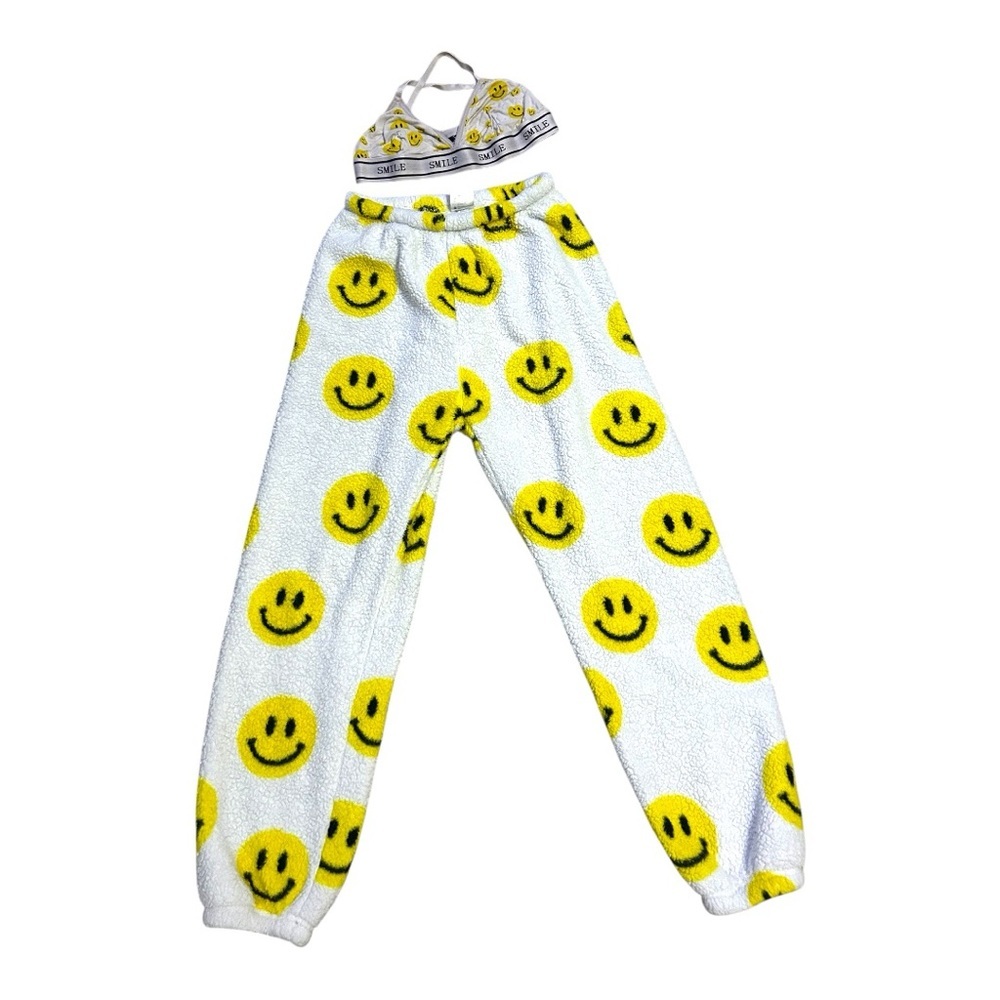 POP UNDERWEAR Smiley Face Pajama Set - White and Yellow